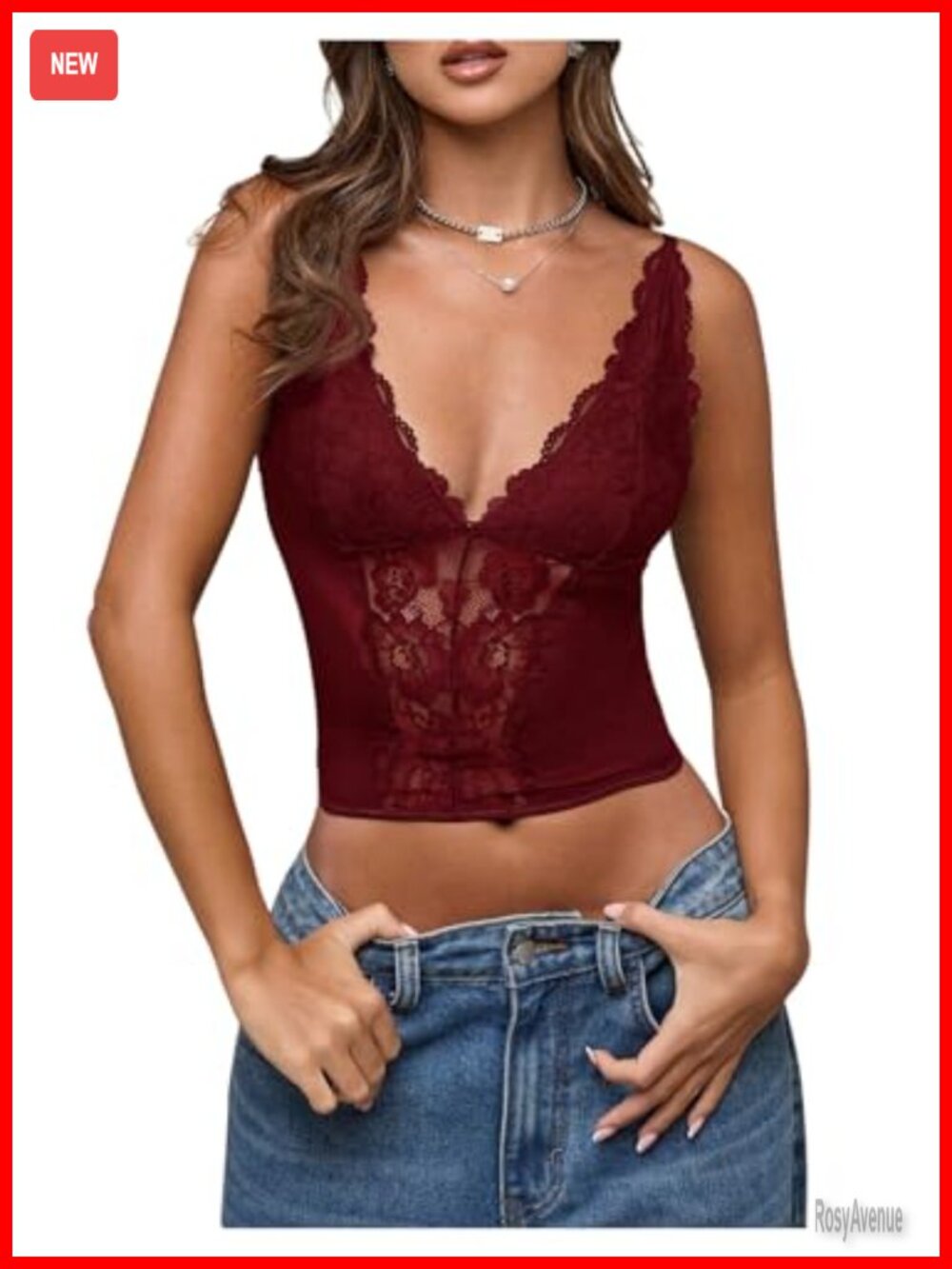Women's Sheer Mesh Lace Bustier Crop Cami Spaghetti Strap Top